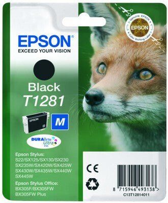 Epson C13T12814011/T1281 Ink cartridge black. 170 pages 5.9ml for Epso - Image 1