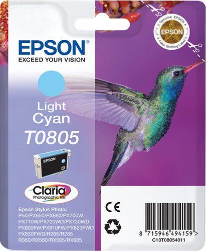 Epson Hummingbird Singlepack Light Cyan T0805 Claria Photographic Ink - Image 1