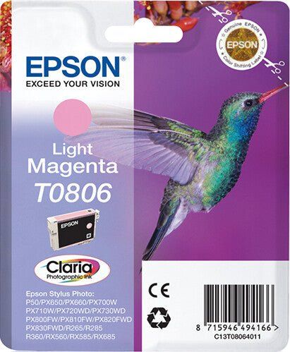 Epson Hummingbird Singlepack Light Magenta T0806 Claria Photographic Ink - Image 1