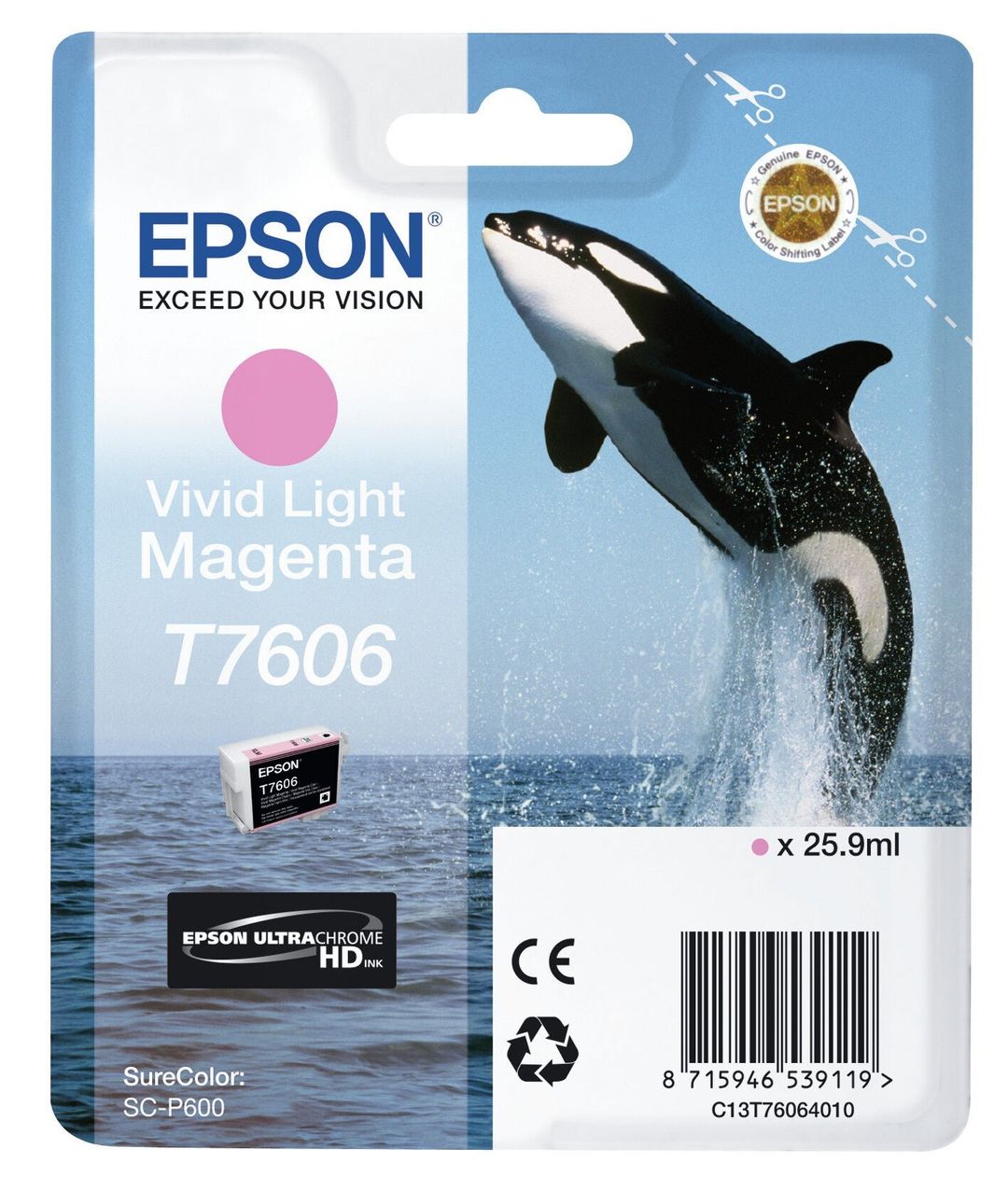 Epson C13T76064010/T7606 Ink cartridge light magenta. 2.8K pages 25.9m - Image 1