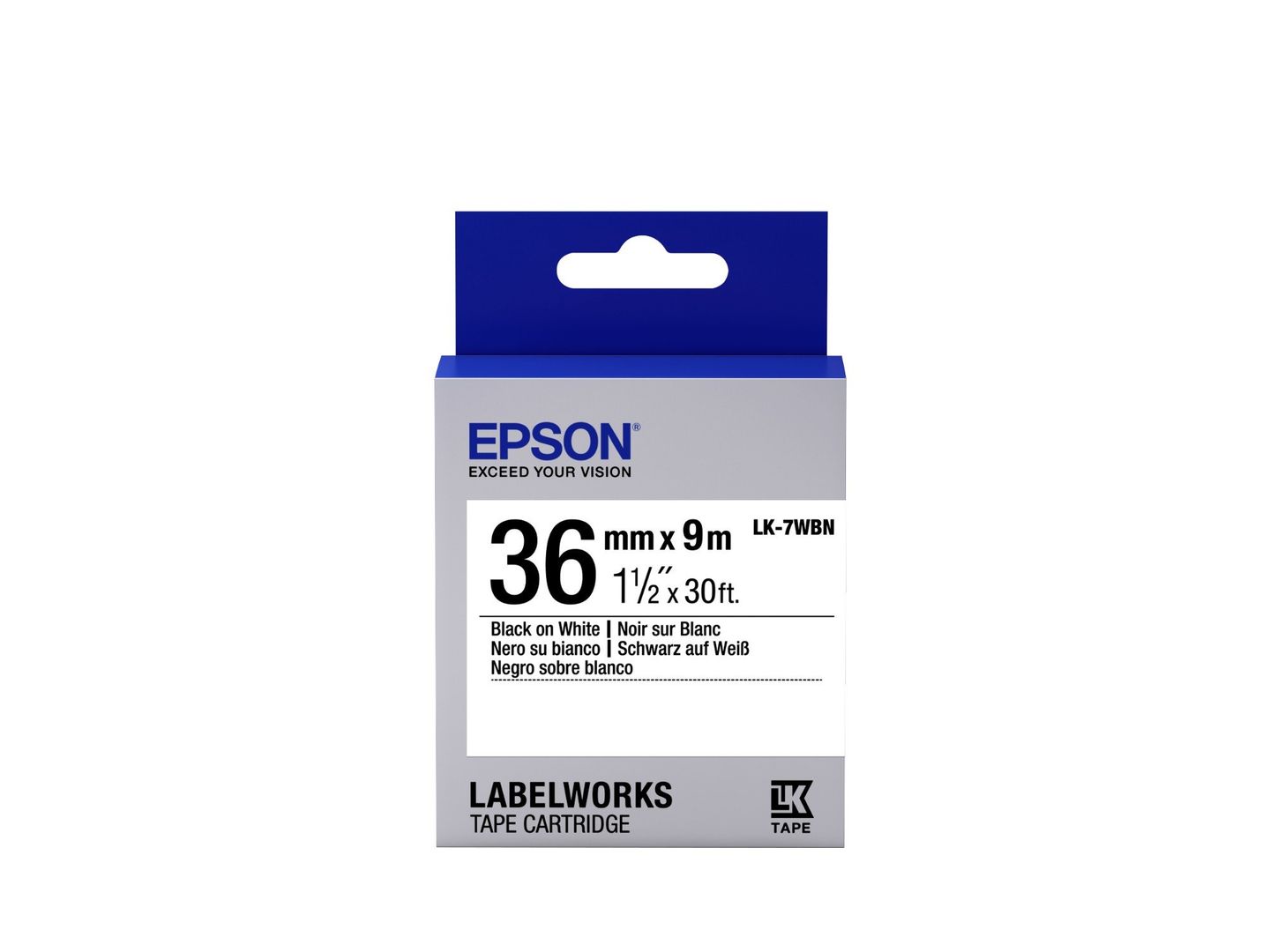 Epson Label Cartridge Standard LK-7WBN Black/White 36mm (9m) - Image 1