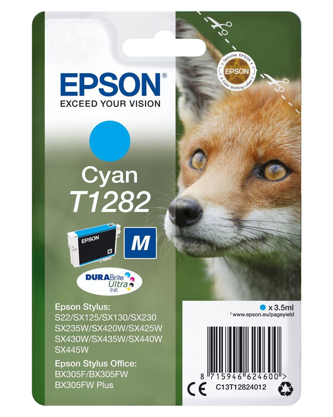 Epson C13T12824012/T1282 Ink cartridge cyan. 175 pages 3.5ml for Epson - Image 1
