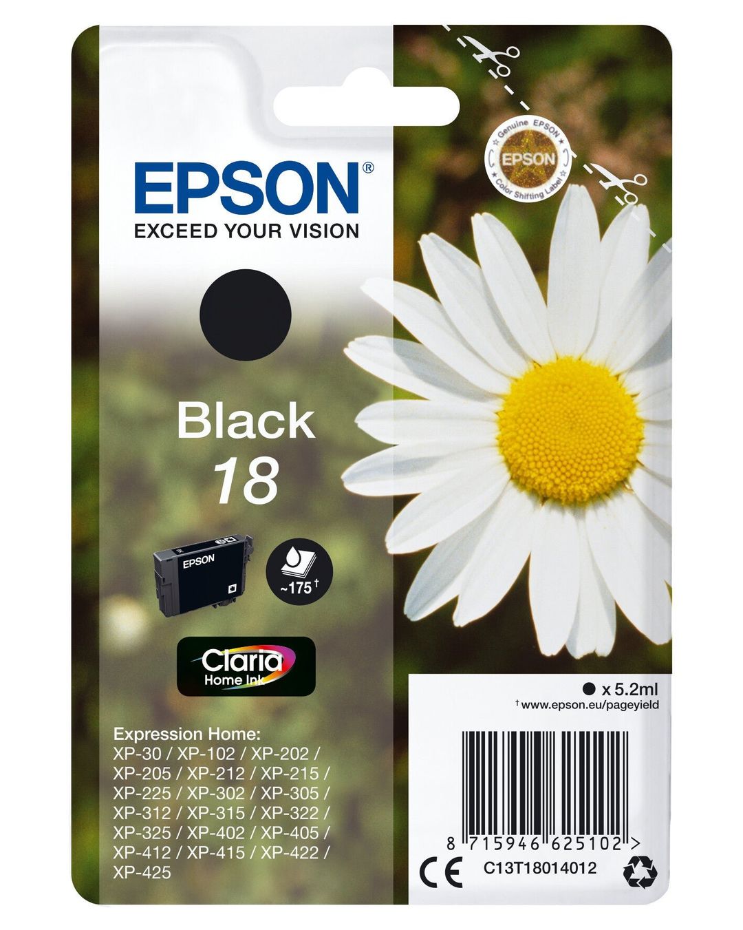 Epson Daisy Singlepack Black 18 Claria Home Ink - Image 1