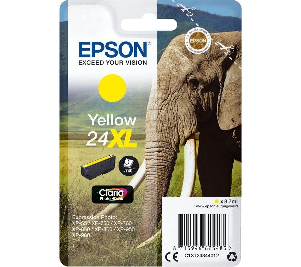 Epson Elephant Singlepack Yellow 24XL Claria Photo HD Ink - Image 1