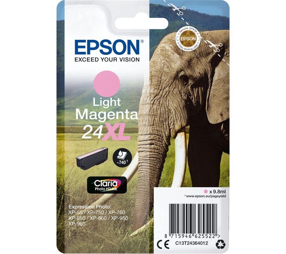 Epson Elephant Singlepack Light Magenta 24XL Claria Photo HD Ink - Image 1