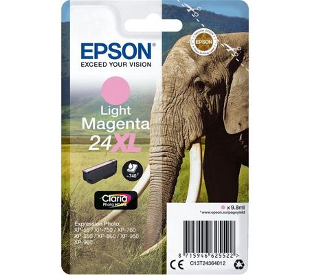 Epson Elephant Singlepack Light Magenta 24XL Claria Photo HD Ink
