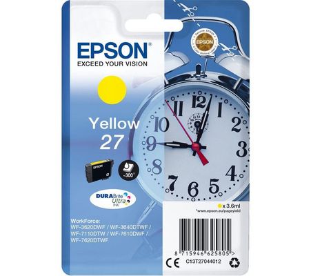 Epson Alarm clock Singlepack Yellow 27 DURABrite Ultra Ink
