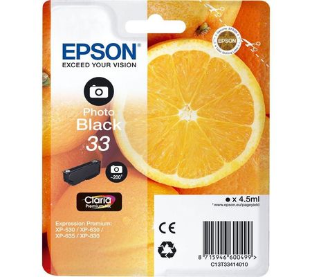 Epson C13T33414012/33 Ink cartridge foto black. 200 pages ISO/IEC 1975