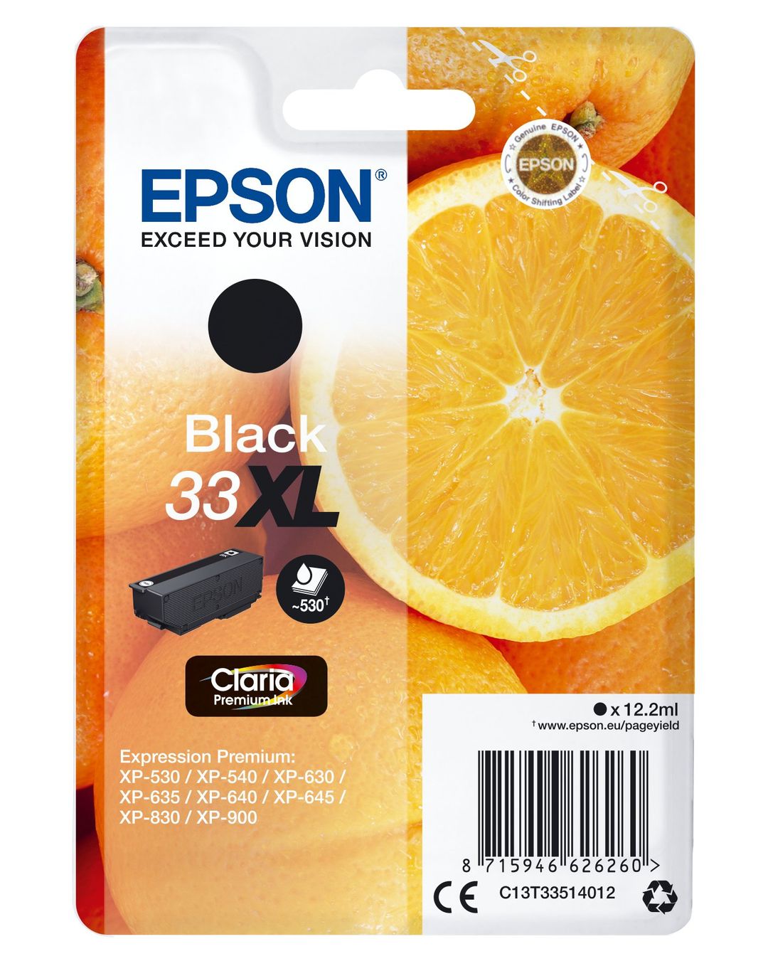 EPSON No. 33 Oranges XL Black Ink Cartridge, Black - Image 1