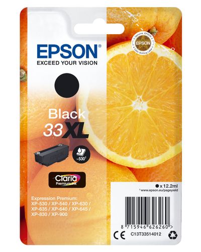 EPSON No. 33 Oranges XL Black Ink Cartridge, Black