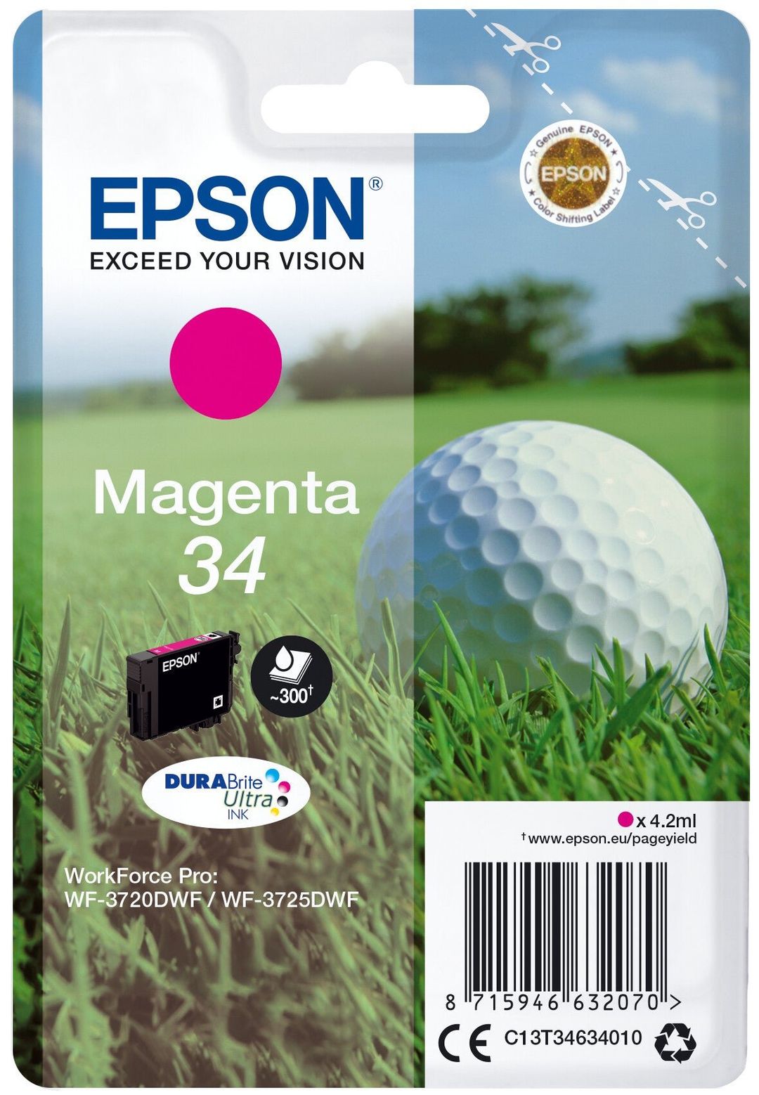 Epson Golf ball Singlepack Magenta 34 DURABrite Ultra Ink - Image 1