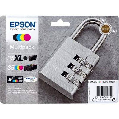 EPSON Padlock 35 Cyan, Magenta, Yellow & Black Ink Cartridges - Multipack, Black & Tri-colour