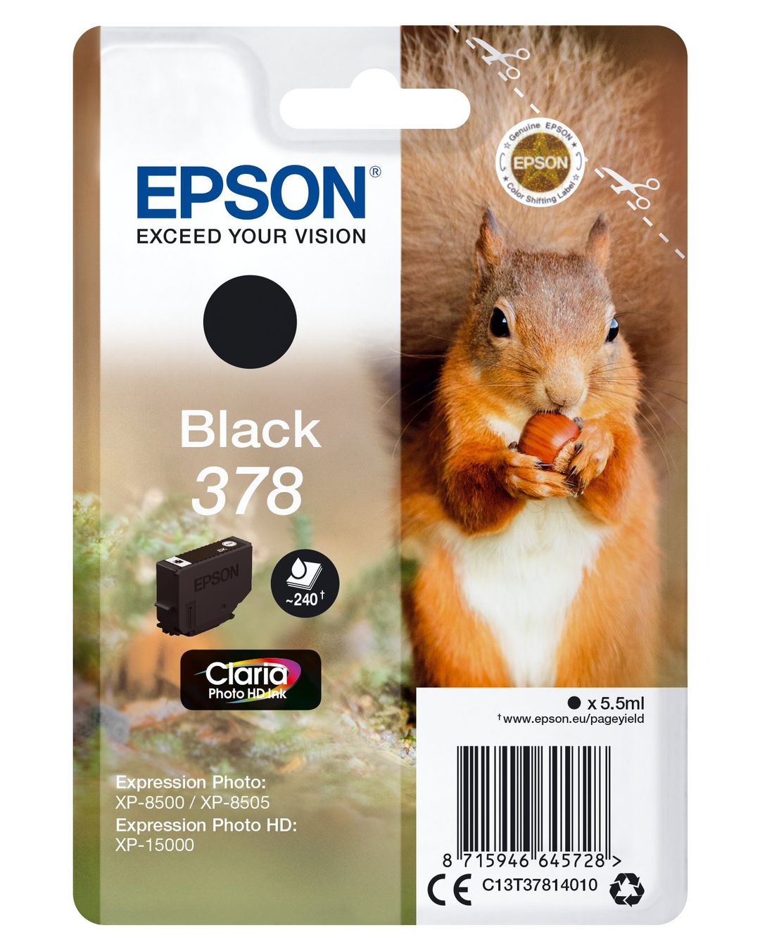 Epson C13T37814010/378 Ink cartridge black. 240 pages 5.5ml for Epson - Image 1