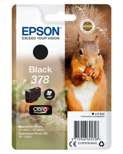 Epson C13T37814010/378 Ink cartridge black. 240 pages 5.5ml for Epson