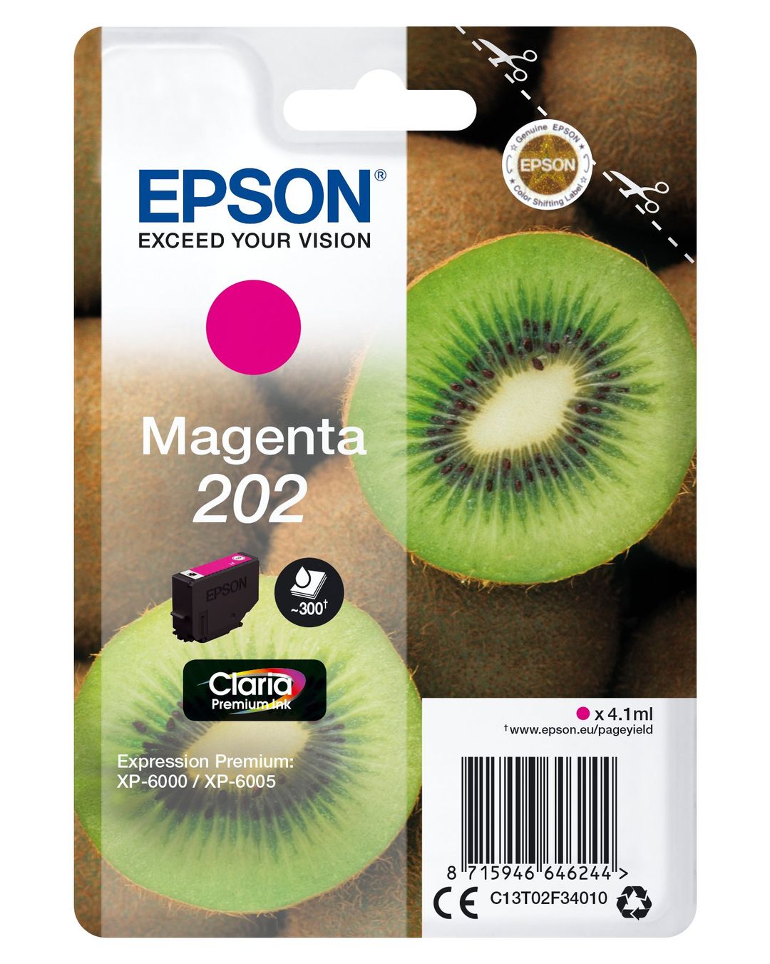 Epson Kiwi Singlepack Magenta 202 Claria Premium Ink - Image 1