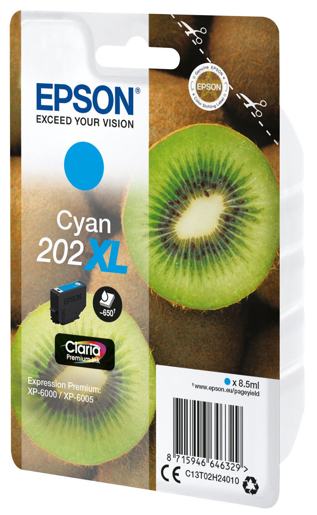 Epson Kiwi Singlepack Cyan 202XL Claria Premium Ink - Image 1
