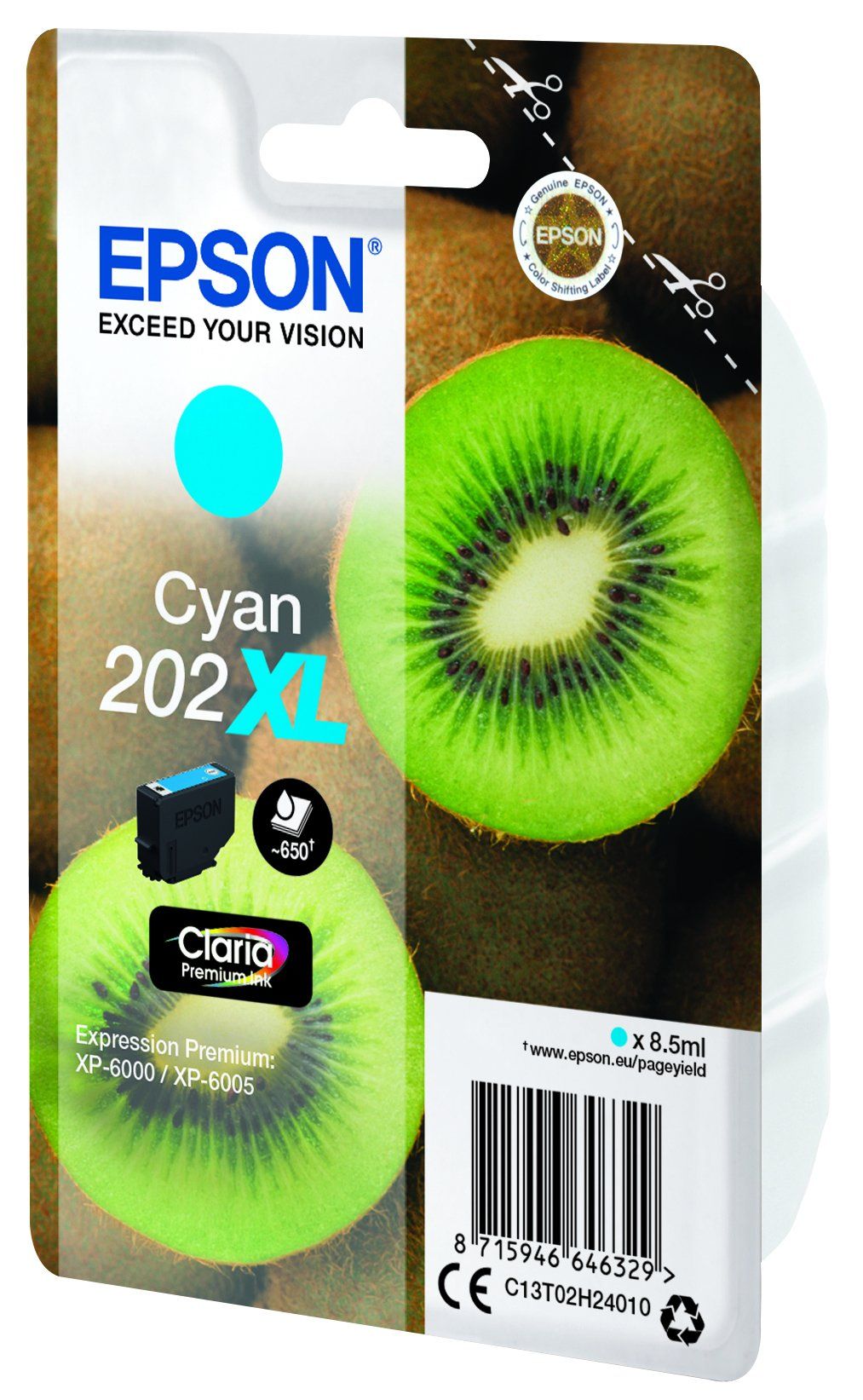 Epson C13T02H24020/202XL Ink cartridge cyan Blister Acustic Magnetic h - Image 1