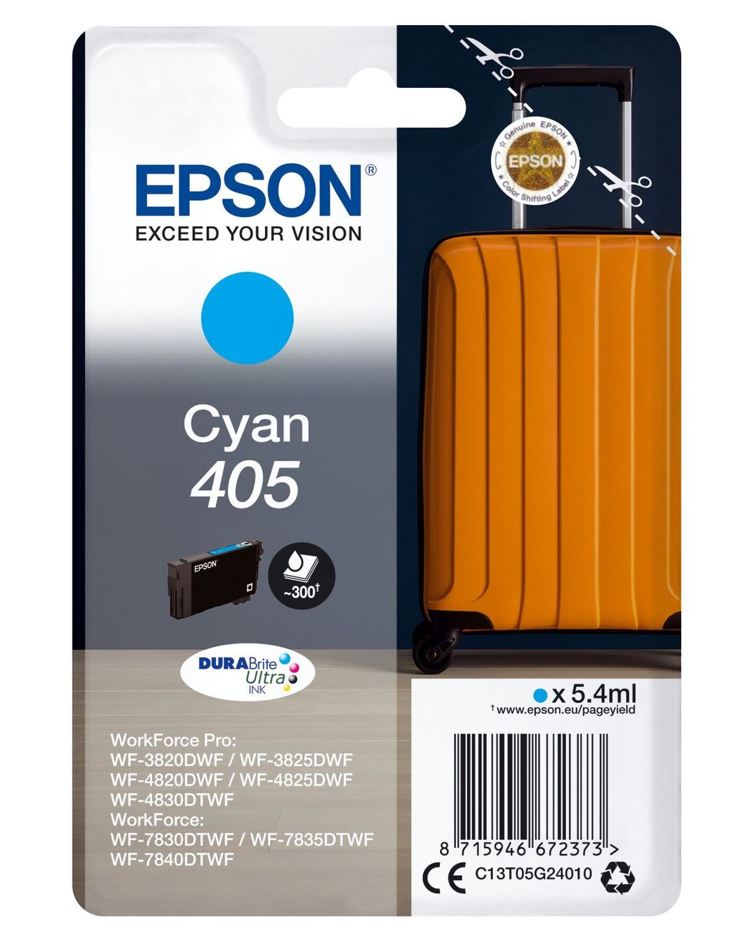 Epson Cyan 405 DURABrite Ultra Ink ink cartridge 1 pc(s) Original Standard Yield - Image 1