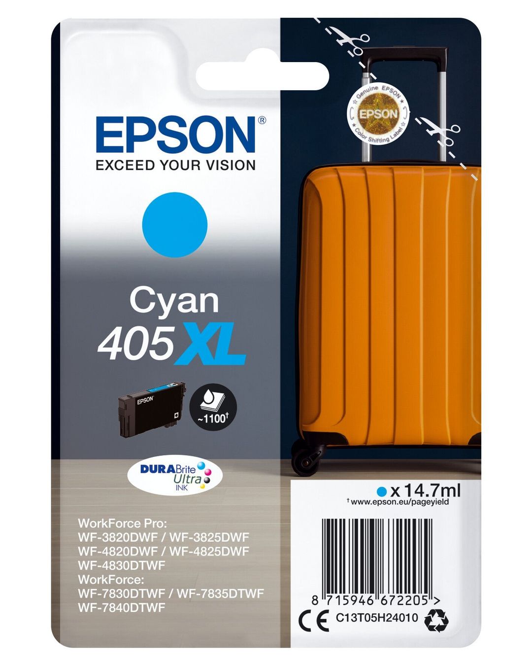 Epson 405XL ink cartridge 1 pc(s) Original High (XL) Yield Cyan - Image 1