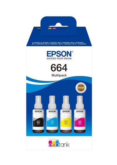 Epson C13T664640/664 Ink bottle multi pack Bk.C.M.Y 70ml 1x4500pg + 3x