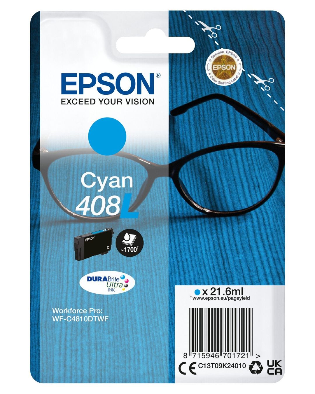 Epson 408L DURABrite Ultra ink cartridge 1 pc(s) Original High (XL) Yield Cyan - Image 1