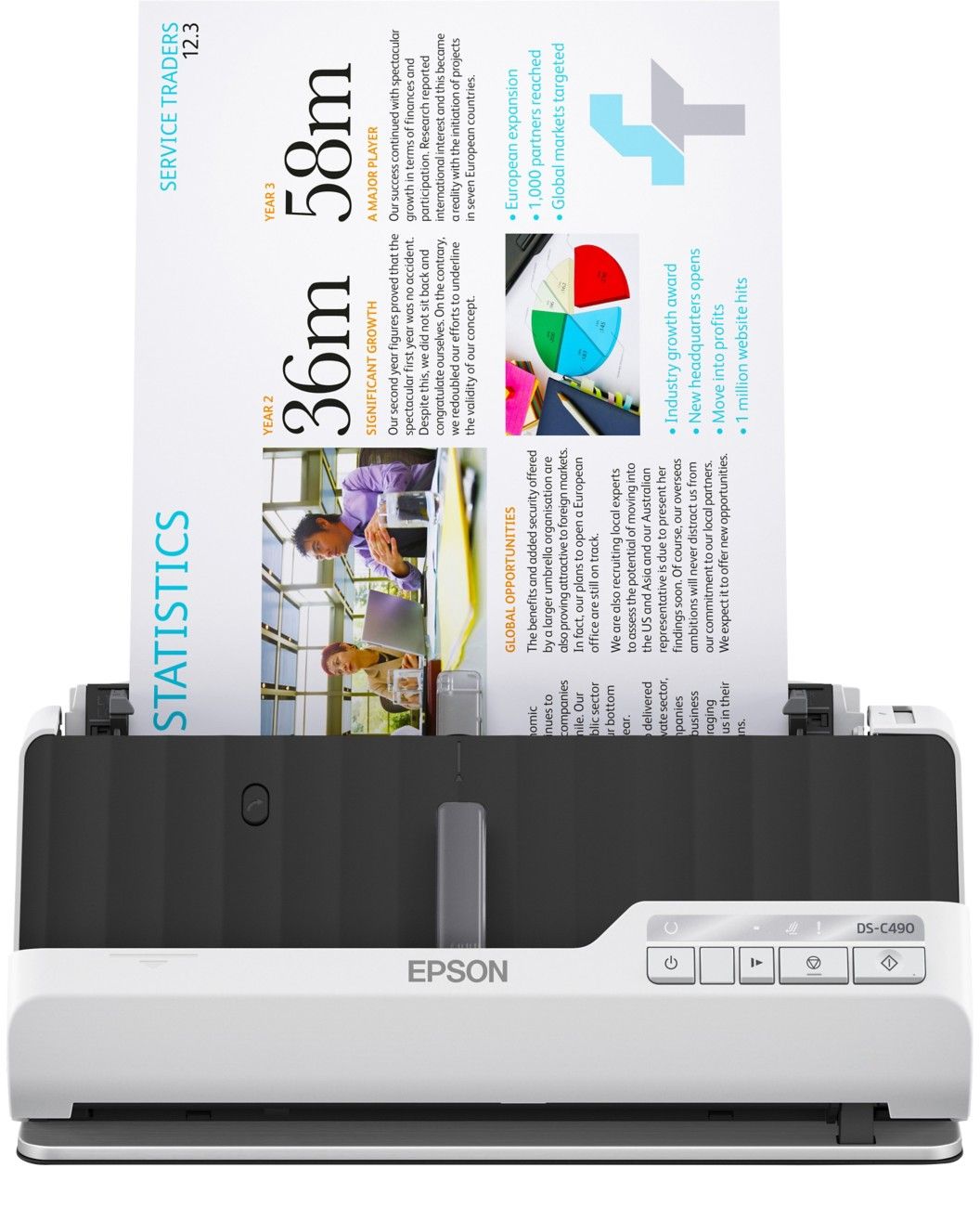 Epson DS-C490 Sheet-fed scanner 600 x 600 DPI A4 Black Grey - Image 1