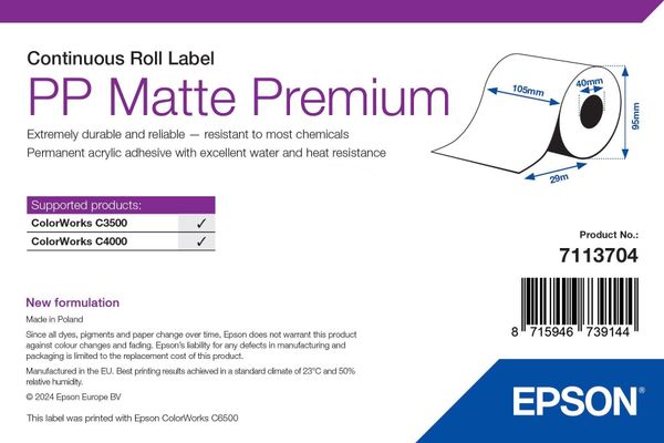 Epson 7113704 printer label White Self-adhesive printer label