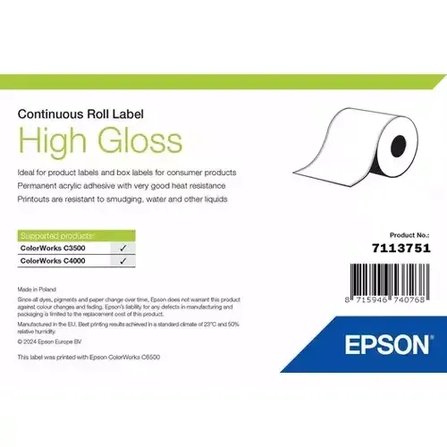 Epson High Gloss Label Continuous Roll 76mm x 33m - Image 1