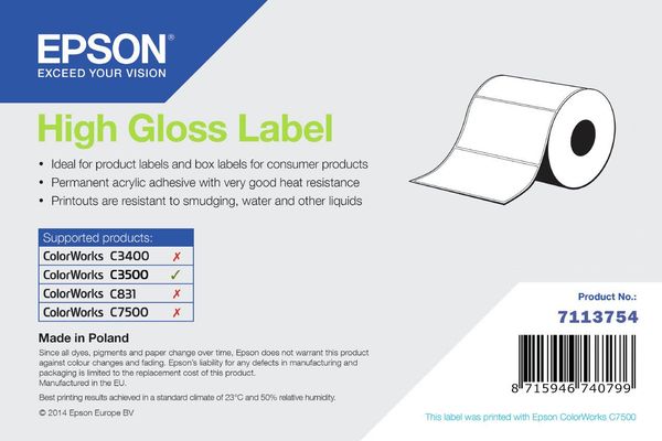 Epson High Gloss Label Die-Cut Roll 102mm x 76mm 415 Labels - Thumbnail 2