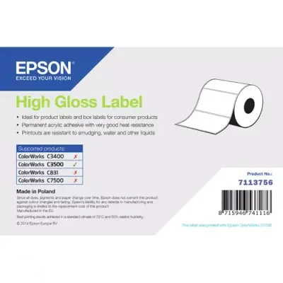 Epson High Gloss Label, Die-Cut Roll, 76mm x 51mm, 610 Labels - Thumbnail 2