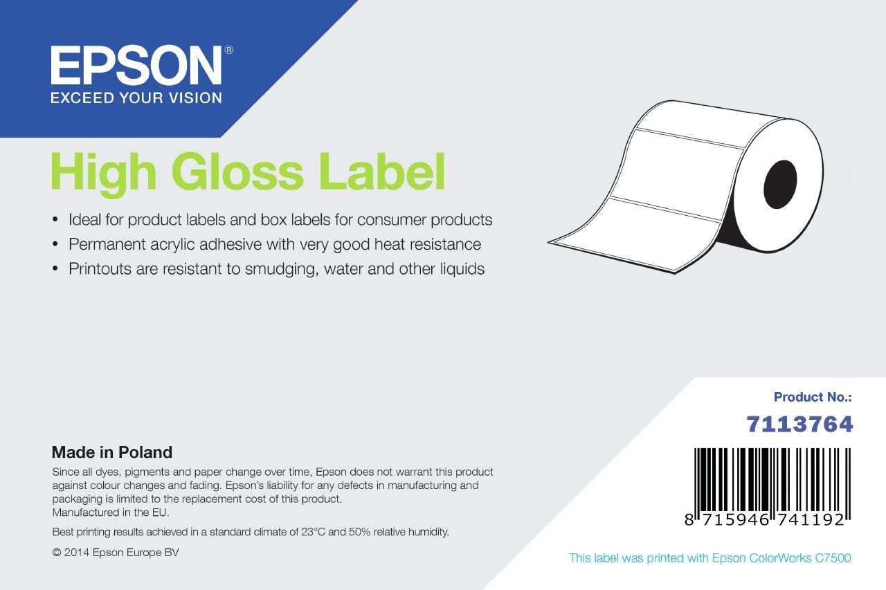 Epson High Gloss Label, Continuous Roll, 203mm x 60m - Image 1