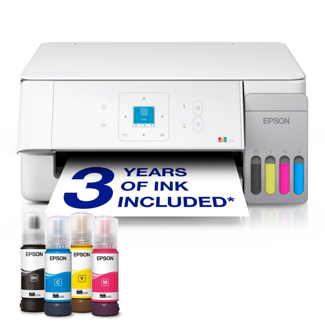 EPSON EcoTank ET-2926 All-in-One Wireless Inkjet Printer, White - Image 1