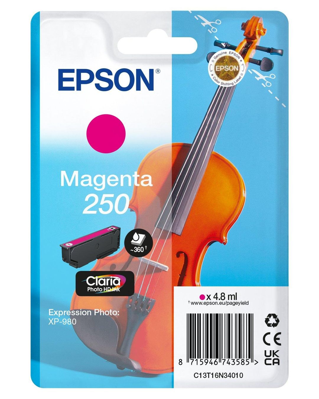 Epson 250 Violin Claria Photo HD ink cartridge 1 pc(s) Original Magenta - Image 1