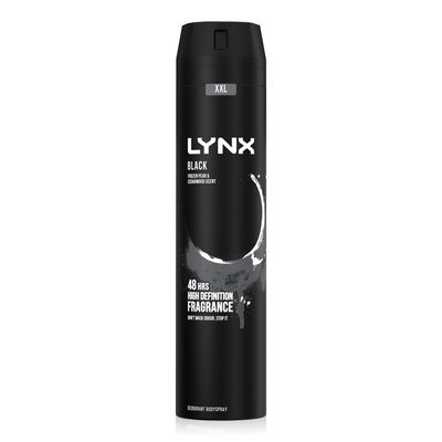 Lynx XXL Aerosol Deodorant Body Spray Black 48H Protection 250ml, 30Pack - 6cm / 12cm