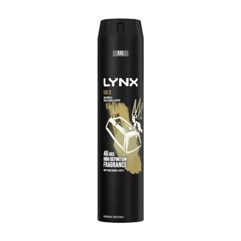 Lynx XXL Aerosol Deodorant Body Spray Gold 48H Protection 250ml, 12 Pack - 5cm - Image 1
