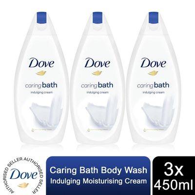 Dove Caring Bath Indulging Cream Bath Soak with Moisturising Cream, 3x450ml - White - Thumbnail 2