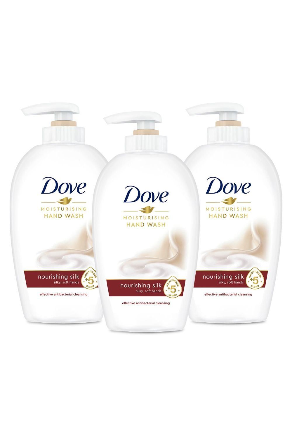 Dove Moisturising 'Hand Wash', Nourishing Silk, 3x250ml in White - Image 1