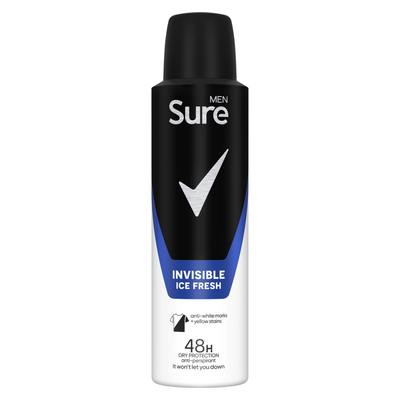 Sure Men Antiperspirant Aerosol Invisible Ice Fresh 150 ml - Thumbnail 2
