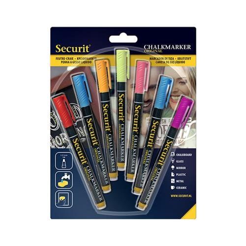 Securit Original SMA100 chalk marker Blue. Green. Orange. Pink. Red. V - Image 1