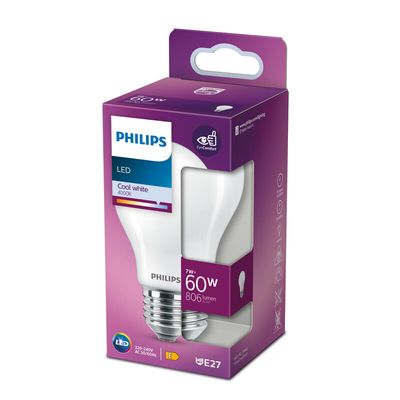 Philips E27 7 W 840 A60 LED bulb, matt