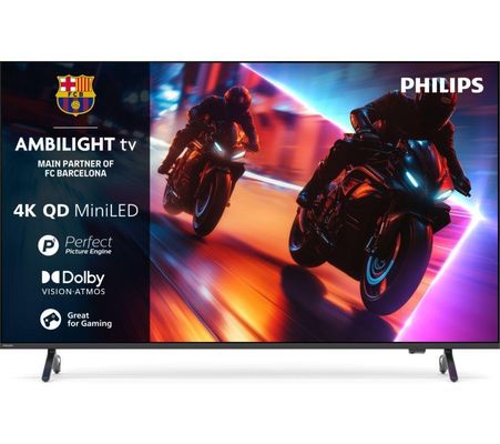 75" PHILIPS MLED910 QD-Mini LED 4K HDR Ambilight Smart TV with Freely - 75MLED910/12, Black