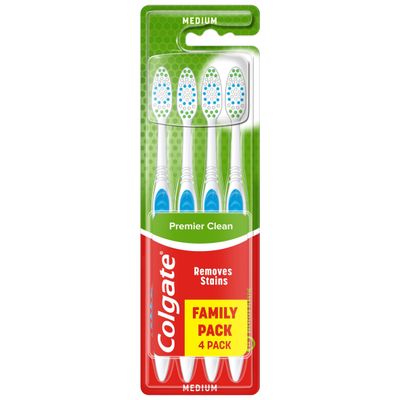 Colgate Premier Clean Medium Manual Toothbrush x4 - Thumbnail 2
