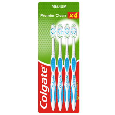 Colgate Premier Clean Medium Manual Toothbrush x4