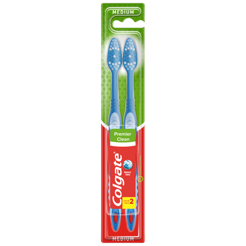 Pack of 2 Colgate Premier Clean Manual Toothbrushes - Blue - Image 1