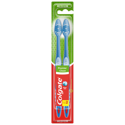 Pack of 2 Colgate Premier Clean Manual Toothbrushes - Blue