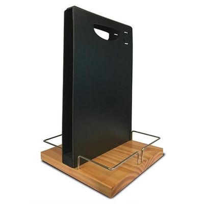 Securit Table Caddy Freestanding Metal Wood Black Silver