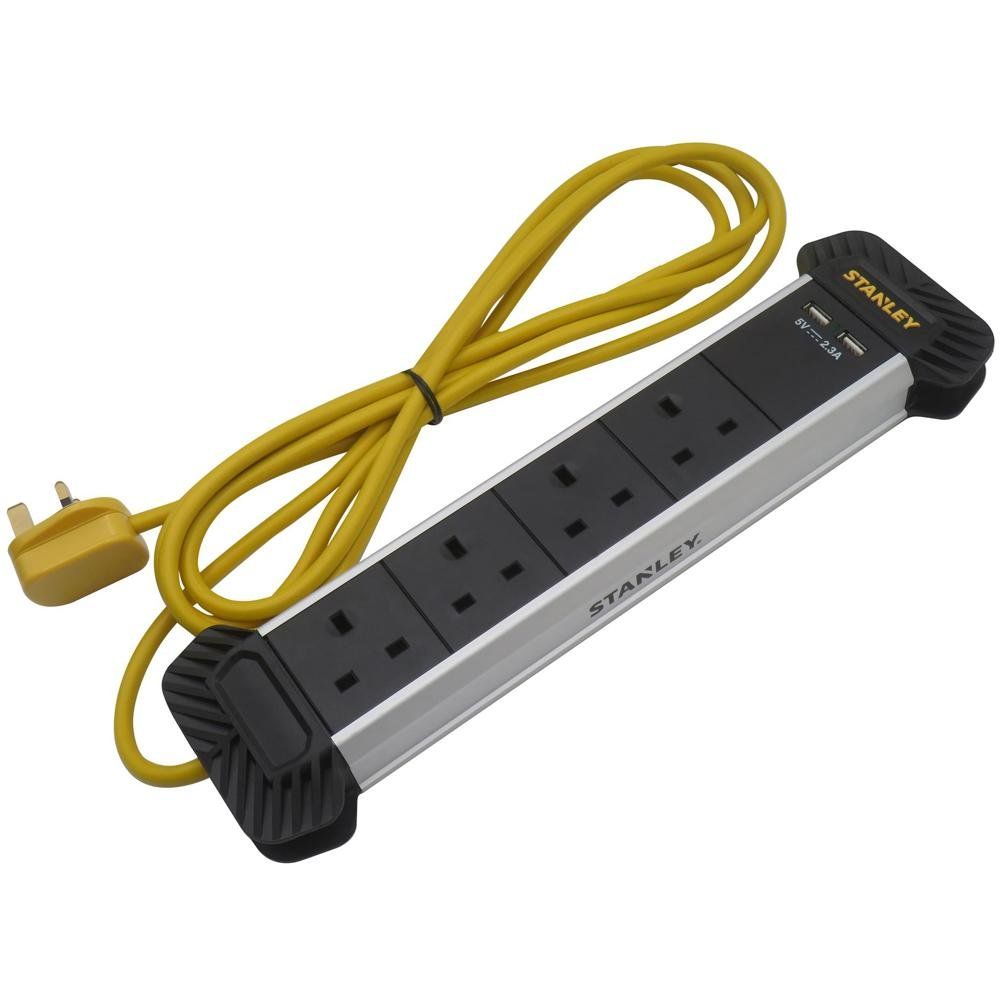 Stanley 4-Gang + 2 USB Powerboard with Cable Management - Image 1