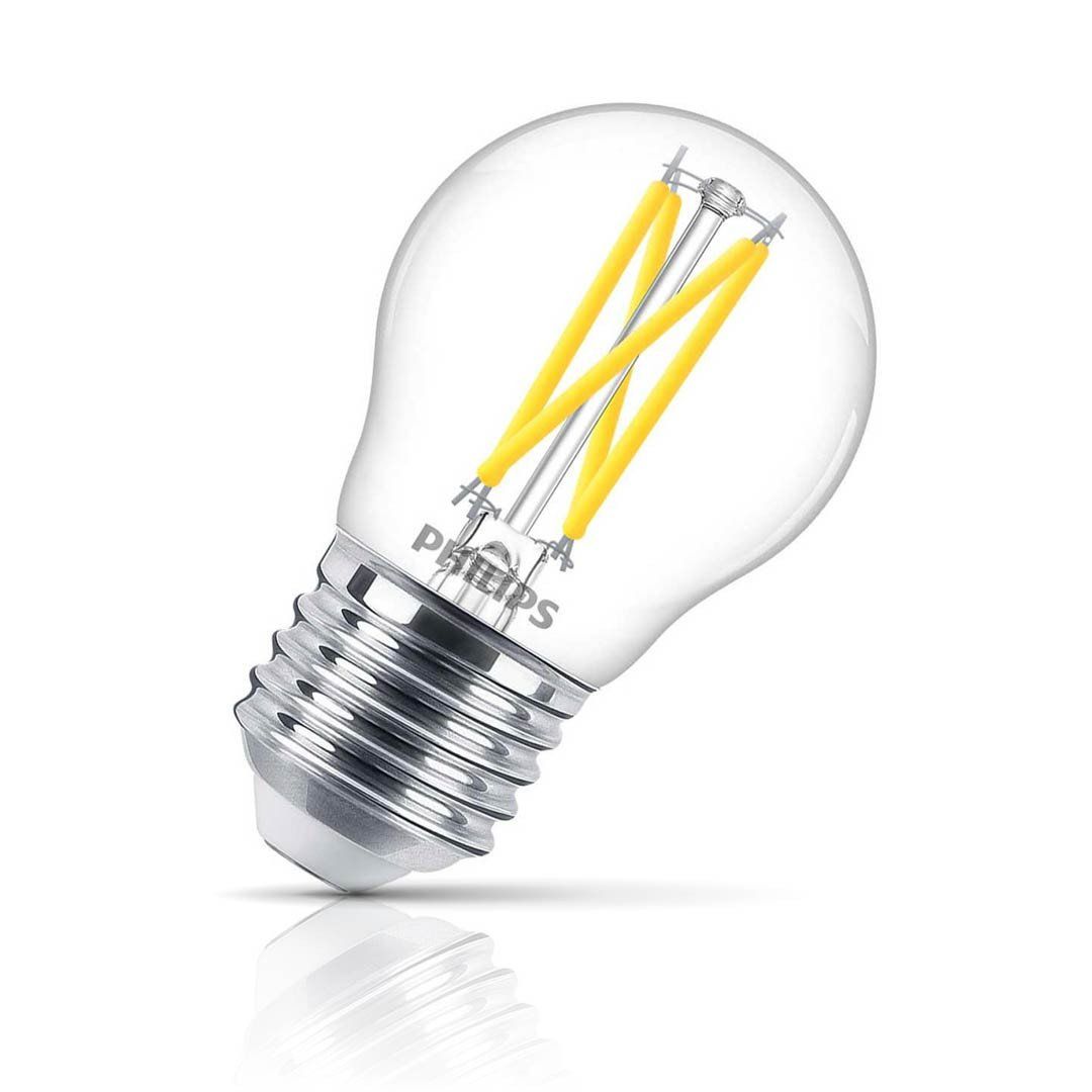 Philips LED DimTone Golfball 2.5W E27 Dimmable Master Warm White Clear - Image 1