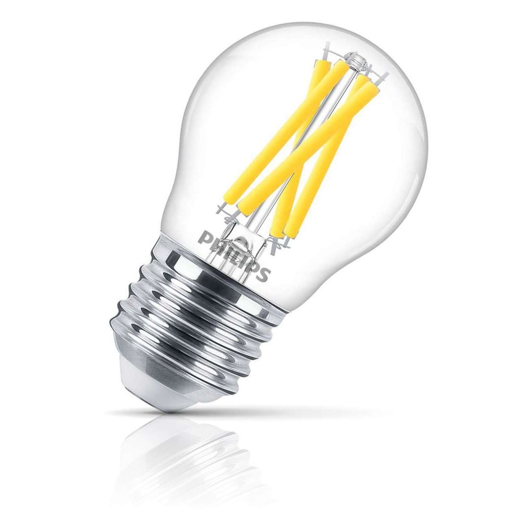 Philips Master LED DimTone Golfball 3.4W E27 Dimmable Warm White Clear - Image 1