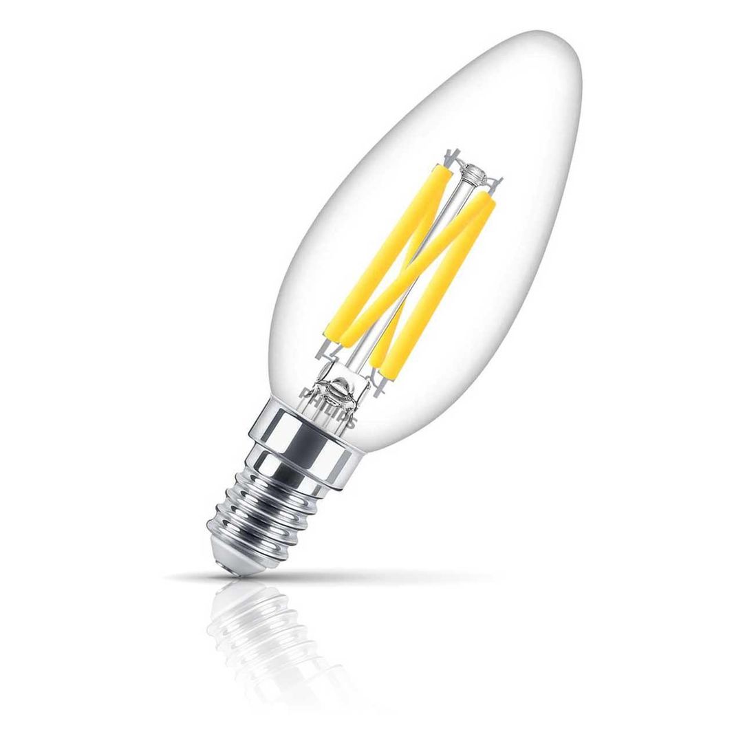 Philips Master LED DimTone Candle Bulb E14 Small Screw 3.4W 2700K Warm White Clear - Image 1